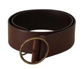 Dolce & Gabbana Brown Leather Wide Waist Logo Metal Round Buckle Belt -   -  Dolce & Gabbana.